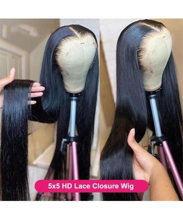 Maxine 5x5 HD Transparent Lace Front Wig | 10a Brazilian Remy Silky Straight Wave Human Hair | Pre Plucked with Baby Hair | 22 Inch 5x5 Lace Closure Wig - Buy Online on GoSupps.com