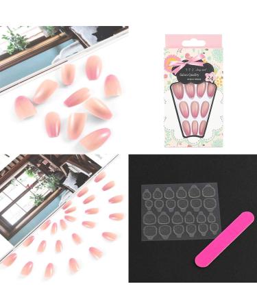 Sethexy Glossy Ballerina Long False Nails - 24pcs Nude Pink Ombre Acrylic Press-On Tips for Women & Girls - Buy Online on GoSupps.com