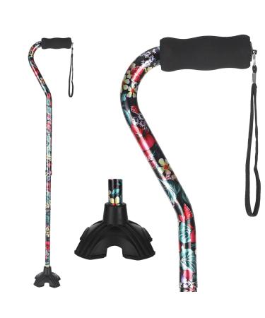 LIXIANG Walking Cane for Women & Men Adjustable Walking Stick,Folding Cane with Soft Sponge Offset Handle,Lightweight,Suitable for Arthritis,The Elderly and The Disabled Black red