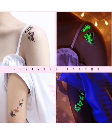 Luminous Butterfly Temporary Tattoos - 12 Sheets Glow in The Dark Stickers for Girls | Party Favors & Decorations - Buy Online on GoSupps.com