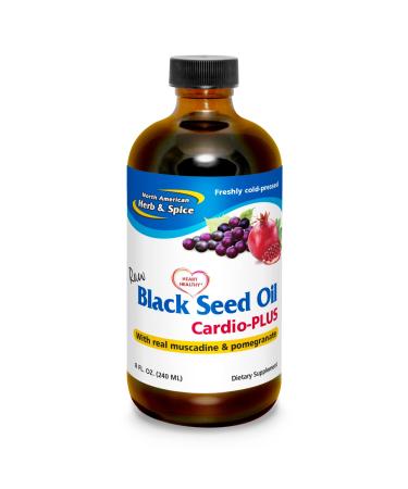 NORTH AMERICAN HERB & SPICE Black Seed Oil Cardio-PLUS - 8 fl oz - Supports Heart Health with Muscadine & Pomegranate - Non-GMO - 48 Servings