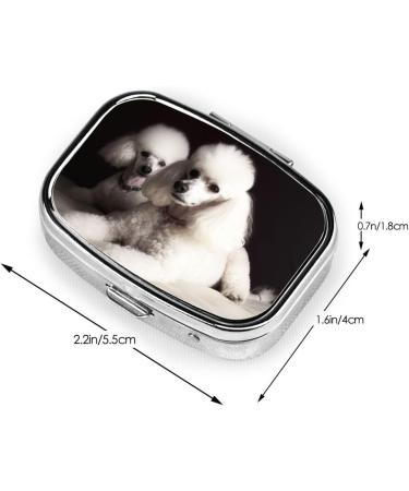 French Poodle Travel Pill Case - Cute 2 Compartment Pill Box Organizer for Purse & Gifts - Buy Online on GoSupps.com
