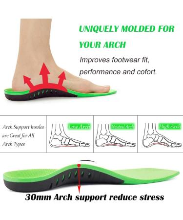 Plantar Fasciitis Arch Support Insoles - Gel Memory Foam - Green Small - Buy Online on GoSupps.com
