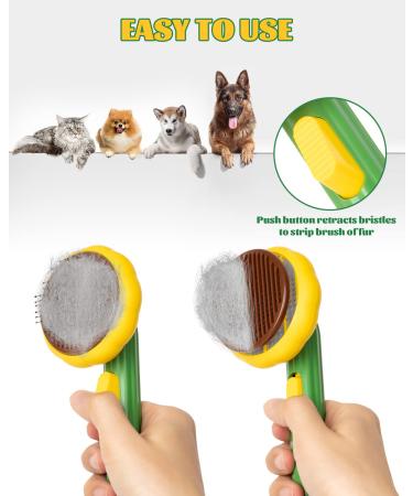 Pet Sunflower Slicker Brush - Self Cleaning Grooming Tool for Cats and Dogs - Waterproof & Easy to Clean - Removes Shedding, Mats, Tangles & Knots - Ideal for Short or Long Haired Pets - Buy Online on GoSupps.com