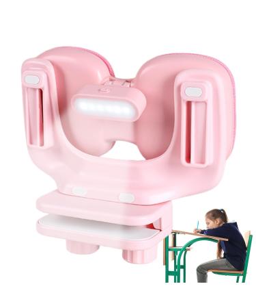 Writing Posture Corrector - Desk Upper Back Posture Brace With Light Adjustable Height Double Chest Support Back Straightener Support For Students Vision Protection Pink - Buy Online on GoSupps.com