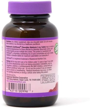 Bluebonnet Nutrition Melatonin 5mg Raspberry Chewables - 60 Tablets - Buy Online on GoSupps.com