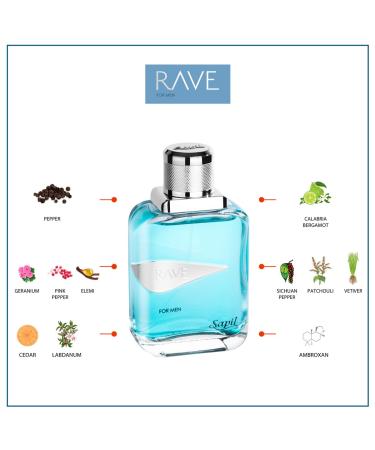 Sapil Rave Perfume for Men - Long-Lasting Dubai Perfume - Fresh Spicy Aromatic EDT - 3.4 Oz (100 ml) - Ideal Arabic Cologne for Daily Wear - Buy Online on GoSupps.com