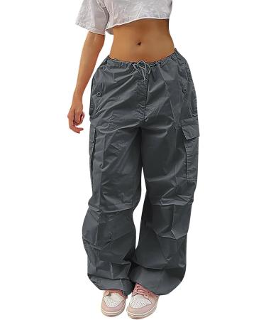 Shop Y2K Women s Parachute Pants | Vintage Baggy Cargo Pants Streetwear - Lang Loyal 07 Gray S - Buy Online on GoSupps.com