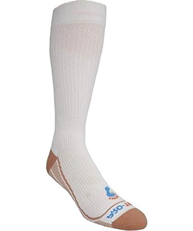 Unisex Diabetic Copper Compression Over The Calf Socks - X-Large White - Made in USA | Best Compression Socks for Circulation & Comfort - Buy Online on GoSupps.com