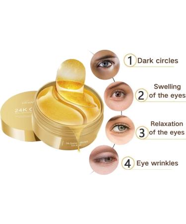  KFDDRN 120 Pcs Eye Pads for Dark Circles 24K Gold Gel Eye Pads Eye Mask Face Mask Hydrating Collagen Against Under Eye Bags Against - Buy Online on GoSupps.com