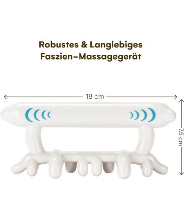 Fascia Purava Massage Device - Ergonomic Safety-Tested Fascia Blaster - Optimal Massage Tool (18.2x7.5x2.5 cm) - White - International Shipping Available - Buy Online on GoSupps.com