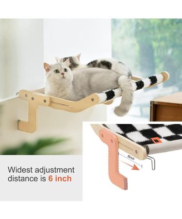 Cat Window Perch - Sturdy Plush Hammock Bed for Indoor Cats | No Drilling or Suction Cups | Durable Space-Saving Window Seat with Chessboard Pattern - Buy Online on GoSupps.com