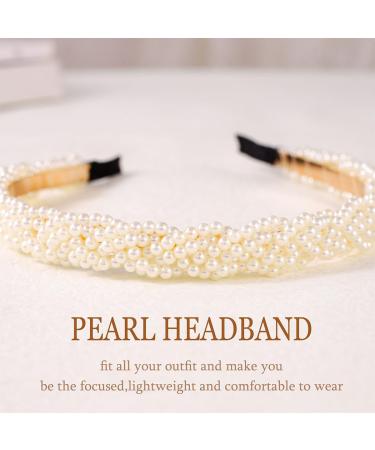 Goresory White Pearl Headbands Bridal Headband Bling Faux Pearl Hairbands Wedding Hair Accessories for Women and Girls - Buy Online on GoSupps.com