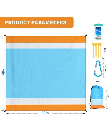 Famstar Beach Blanket Oversized Extra Large79 X 83" Waterproof Sandproof Beach Blanket 1-7 Adults Lightweight Durable for Travel Camping Hiking Picnic (79" X 83"  Orange&Blue) 79" X 83" Orange - Buy Online on GoSupps.com
