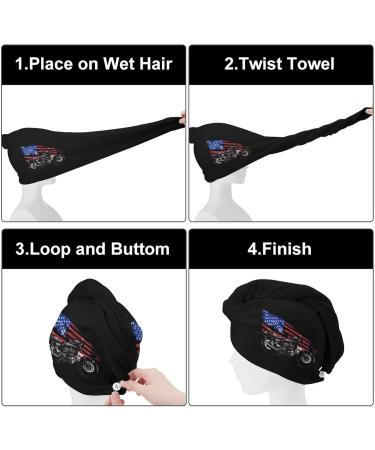 American Flag Motocross Hair Towel Wrap - Super Absorbent Microfiber Turban for Women | 10"x26" with Button - International Shipping Available - Buy Online on GoSupps.com