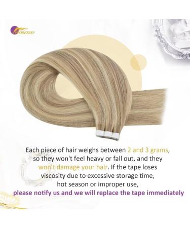 Buy Moresoo Tape In Extensions Real Hair - 50cm Gold Blonde & Medium Blonde #P16/22 - 10 Pieces 25g - Remy Invisible Extensions - Buy Online on GoSupps.com