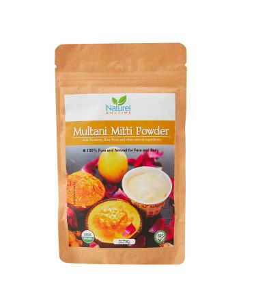 Naturel Anytime Multani Mitti Powder for Face & Body 75g - Pure Bentonite Clay with Turmeric Rose Petal & Other Natural Ingredients - Fullers Earth Indian Healing Clay Mud Mask