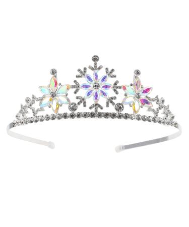 FRCOLOR Snowflake Rhinestone Crown Christmas Snowflake Headband Snowflake Tiara Kids Princess Crown Silver