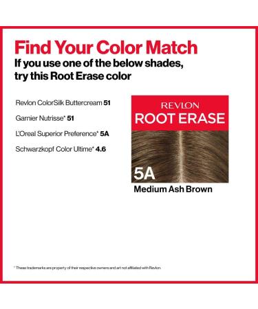 Revlon Permanent Hair Color Dye - At-Home Root Erase Kit Medium Ash Brown (5A) - Buy Online on GoSupps.com