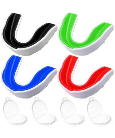 Zeukets Sport Mundschafts 4 pieces of sports tooth protection mouth protection boxing with portable hygiene box for contact rugby martial arts boxing kick boxing hockey judo karate football adults and children
