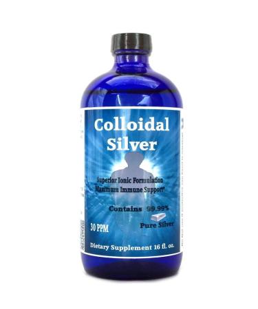 Superior Colloidal Silver 30PPM 16 fl oz Ionic Colloidal Silver Made with 99.99% Pure Silver