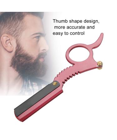 Stainless Steel Manual Straight Razor for Men - Asiermesser Thumb Shape Shaver for Facial Hair Removal (Red) - Buy Online on GoSupps.com