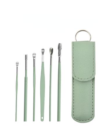 Ear Cleaning Artifact Earpick Ear Cleaning Set Spring Spiral Ear Cleaning Tool Portable 6-Piece Set Green free
