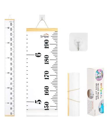 Smlper Height Chart for Kids Wall Hanging Ruler Canvas Growth Chart for Baby Wood Frame Child Height Measuring Chart for Nursery Wall D cor 79"x7.9"(Sun) white