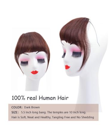 Clip in Bangs One Piece Ponytail - 100% Remy Human Hair for Women & Girls | French Bangs in Dark Brown - Buy Online on GoSupps.com