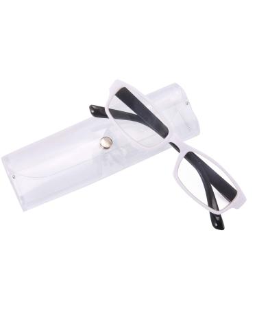 4sold Slim Reading Glasses plus Case 0.00+0.50 +0.75 1.00 +1.5 +2.00 +2.5 +3.5 +4.00 White Black 2.5 x