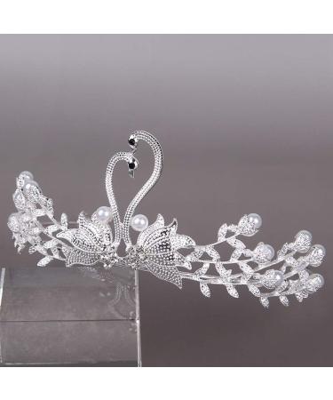 Vintage Swan Crown Headgear - Rhinestone Tiara & Crystal Crowns for Weddings - Elegant Baroque White Hair Accessory for Women - Buy Online on GoSupps.com
