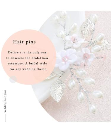 Edary Bridal Wedding Flower Hairpins - Pearl Jewelry & Silver Hair Clips for Women & Girls (5 Pack) | International Shipping - Buy Online on GoSupps.com