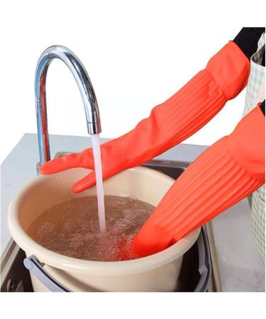 Home Long Rubber Gloves for Kitchen Dishwashing Waterproof Washing Latex Gloves Red Cleaning Washing Bowls Gloves Tools Rojo - Buy Online on GoSupps.com