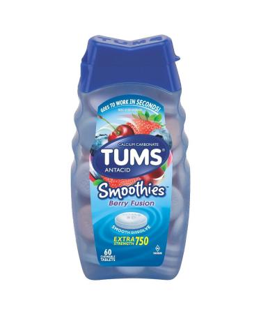 Tums Smooth Brry Fusion Size 60ct Tums Smoothies Berry Fusion Chewable Antacid Calcium Tablets (Pack of 11)