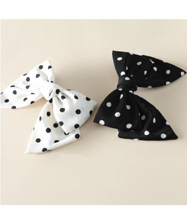 Ypkia French Polka Dot Hair Clip with Bow - Large Hair Bow Accessory for Women/Girls, Black White - Buy Online on GoSupps.com