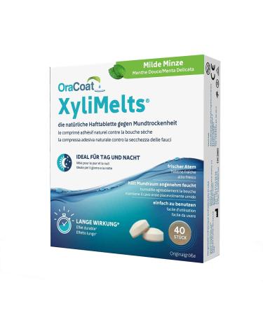 OraCoat XyliMelts - 40 Adhesive Discs Against Dry Mouth and Tooth Decay - Mild Mint Flavour