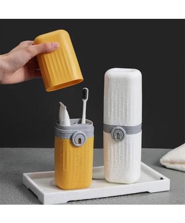 Digjobk Yellow Toothbrush Mug & Case Wall Assembly Toothpaste Container & Mouthwash Cup Storage Box for Home & Travel - Buy Online on GoSupps.com