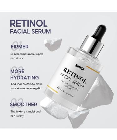 Retinol Facial Serum with Hyaluronic Acid & Vitamin E | Anti-Aging Skin Repair | Reduce Wrinkles & Fine Lines - Buy Online on GoSupps.com