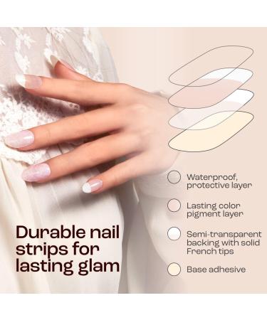 Gya Labs Nail Stickers - 20 Pcs Semi Cured Gel Nail Strips for Women - Long Lasting Nail Art Kit with Lacey Pattern - Buy Online on GoSupps.com