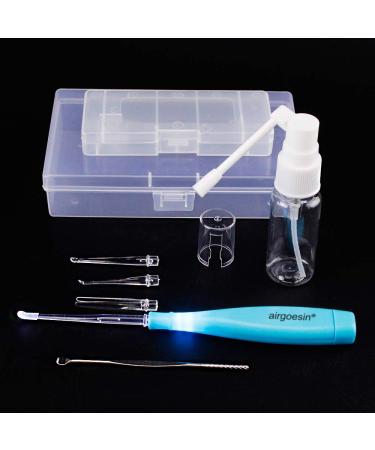 Airgoesin Upgraded Tonsil Stone Removing Tool with LED Light Pick Blue 4 Tips + Mist Pump Bottle (Empty) Oral Care Clean with Case Tool Set With Sprayer 1