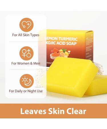 IREV Lemon Turmeric Kojic Acid Soap - Exfoliating & Cleansing Bar for Dark Spots Acne Face & Body - 200g/7OZ - Buy Online on GoSupps.com