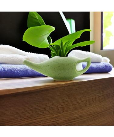2activelife Ceramic Neti Pot for Nasal Rinse Yoga Jal Neti Pot Sinus & Congestion Relief 225ml Capacity Freckle Green Pattern Durable Leak-Proof Dishwasher Safe - Buy Online on GoSupps.com