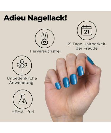 Original Miss Sophie Nail Foils Petrol Velvet | 24 Ultra-Thin Blue Nail Polish Strips for Finger & Toenails | Compatible with Acrylic Gel & Shellac Nails - Buy Online on GoSupps.com