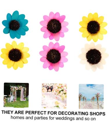 Zerodeko 10Pcs manual Accessories wooden bulk flower head artificial sunflower head wedding petal sunflower wreath decorate Ornament decorations crafts sunflower flower Colorful 6x6cm - Buy Online on GoSupps.com