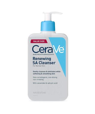 CeraVe Renewing Salicylic Acid Cleanser Formulated With Hyaluronic Acid Niacinamide & Ceramides Gentle BHA Exfoliating Face Wash Smooths & Softens Skin Non Comedogenic & Fragrance Free 16 Ounce 16 Fl Oz (Pack of 1)