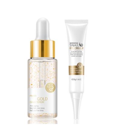 Snail Mucin Essence & Snail Eye Cream with Red Ginseng Face Moisturiser with Hyaluronic Acid Serum Niacinamide Serum Facial Serum for Hydrating Anti-Wrinkle Reduce Dark Circles Under Eyes
