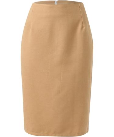 Women's Elegant A-Line Ball Dress - Casual Elastic Knee-Length Skirt in Khaki | Stylish & Comfortable Leisure Skirt for Every Occasion - Buy Online on GoSupps.com