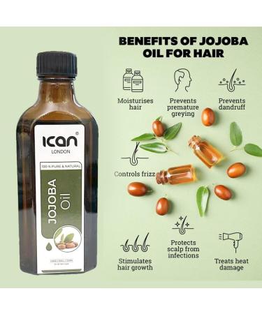 ICAN LONDON 100% PURE & NATURAL JOJOBA OIL FOR HAIR SKIN NAILS 100ML - Buy Online on GoSupps.com