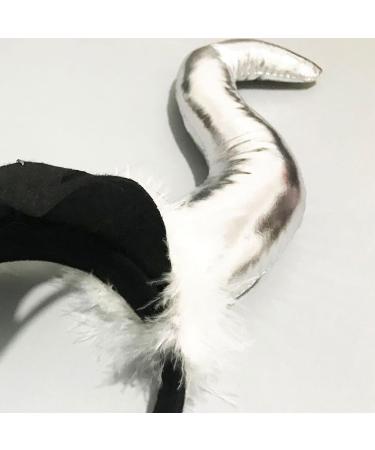 amangul Furry Devil Horn Headband for Adult with Face Mask Gold Stamping Hairhoop Kids Halloween Headdress Cosplay Headpieces(D) - Buy Online on GoSupps.com