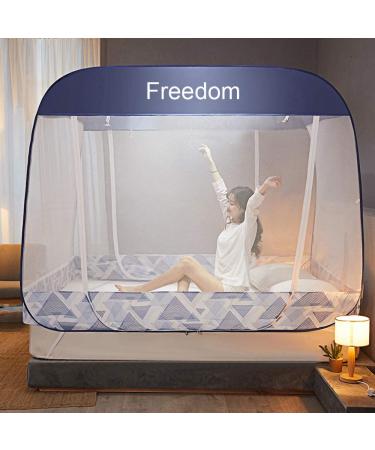 Pop-Up Mosquito Net Tent Canopy for Beds - Self-Standing Camping Tent with Enclosed Bottom - Portable Design for Baby and Adults - Blue Queen Size - Buy Online on GoSupps.com